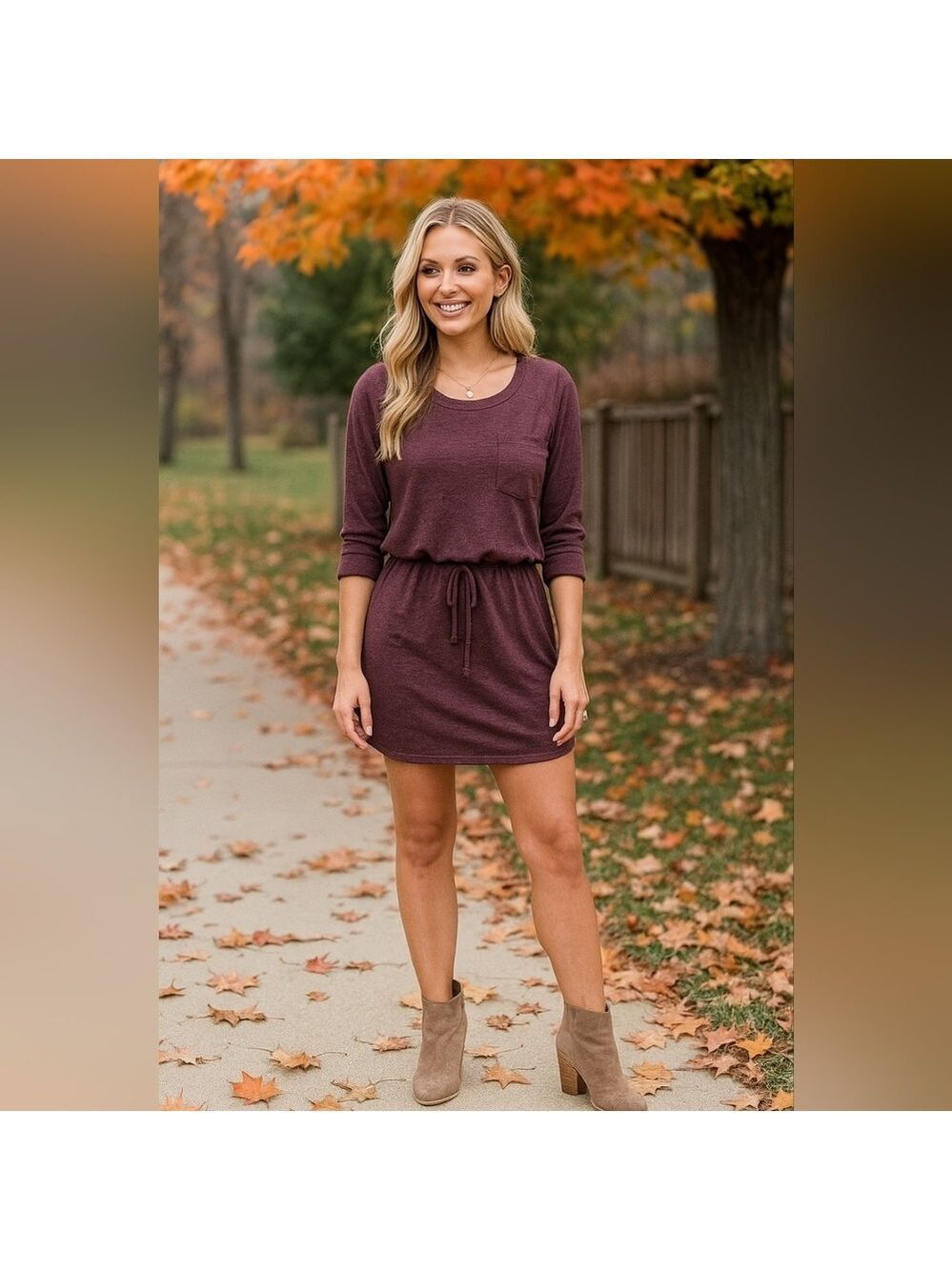 Chaser Soft Drape Back Mini Dress burgundy